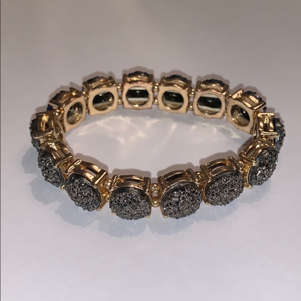 Gray and gold stone bracelet